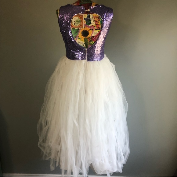 Purple and White Tulle and Sequin Dress Girls Size 14 - Picture 8 of 10